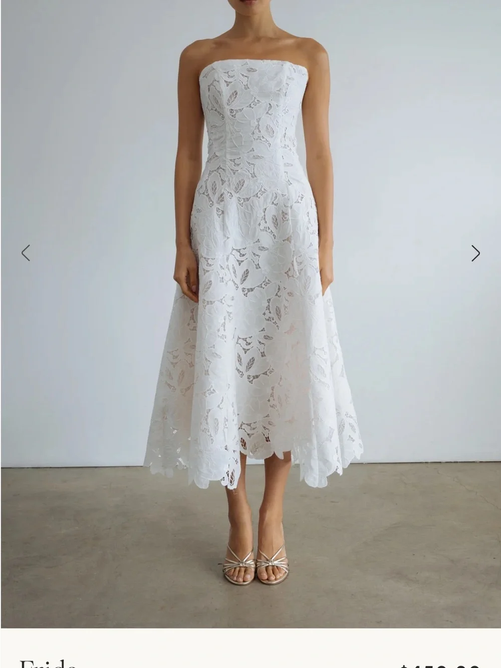 Jenny Yoo Frida White Strapless Lace Midi Dress - Picture 4 of 8